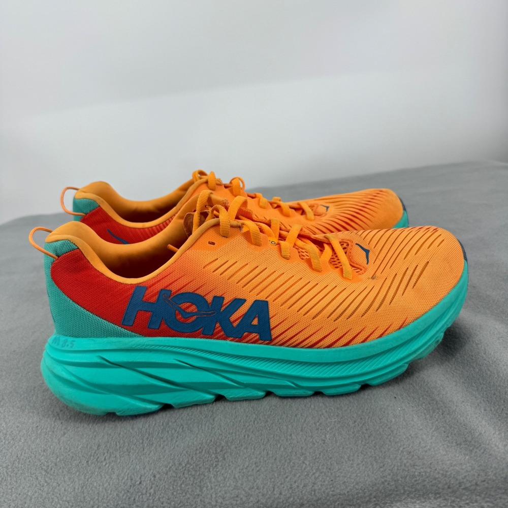 Hoka One One Rincon 3 Mens 8.5 Orange Teal Running Shoes 1119395 BOFT